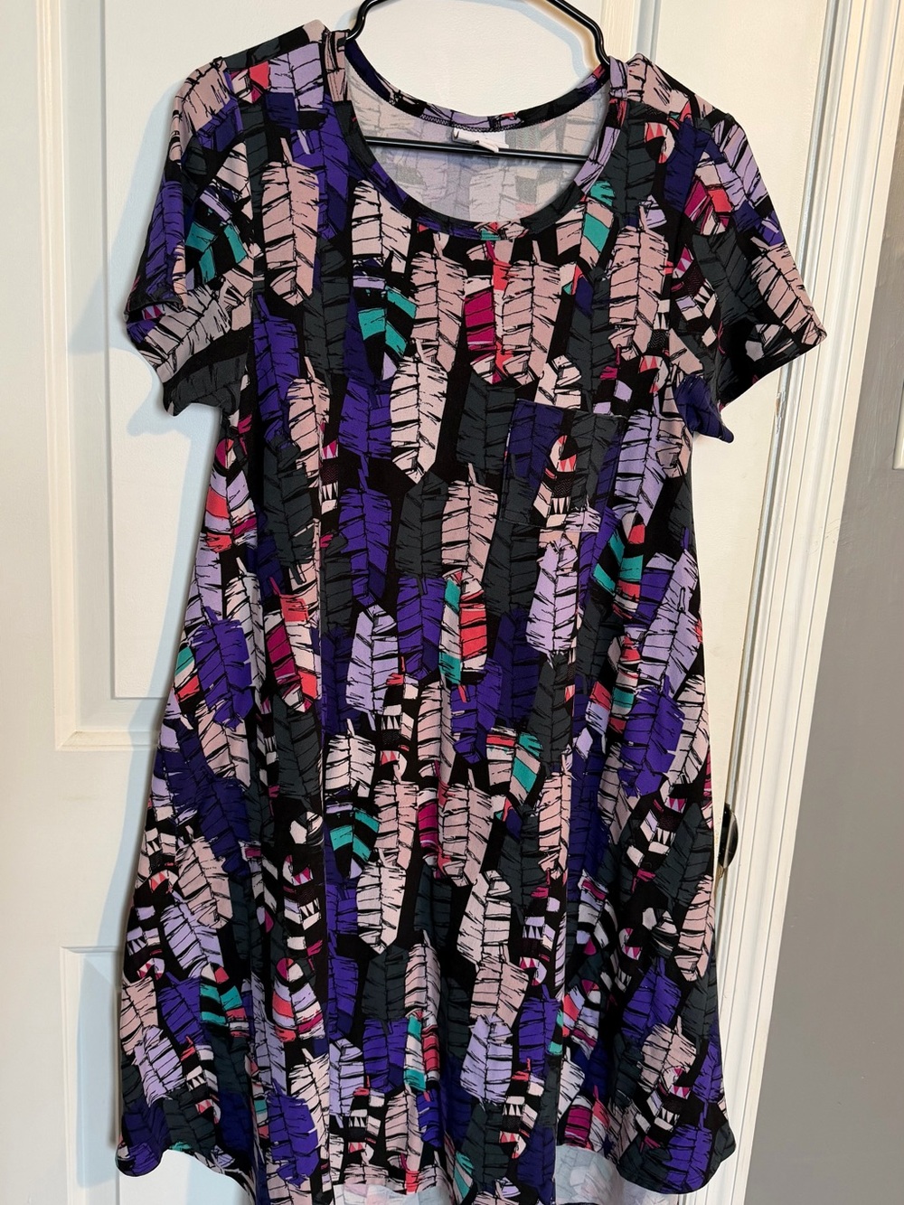 LuLaRoe Carly - Multicolor Feather Print Dress
